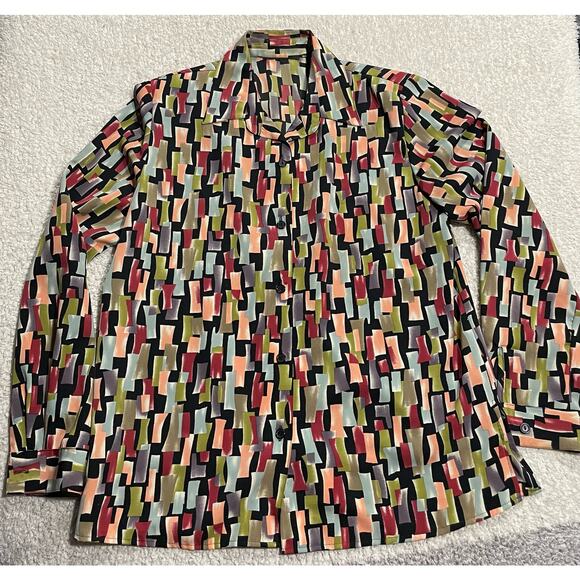 Vintage Impressions Women's Size Medium Printed Button Up Top Multicolor - Picture 2 of 9
